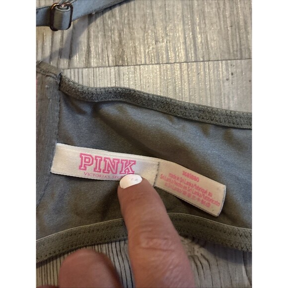 Victoria’s Secret Pink Date Push Up Btw Green With Racer Back Lace Size 36B - Picture 7 of 8